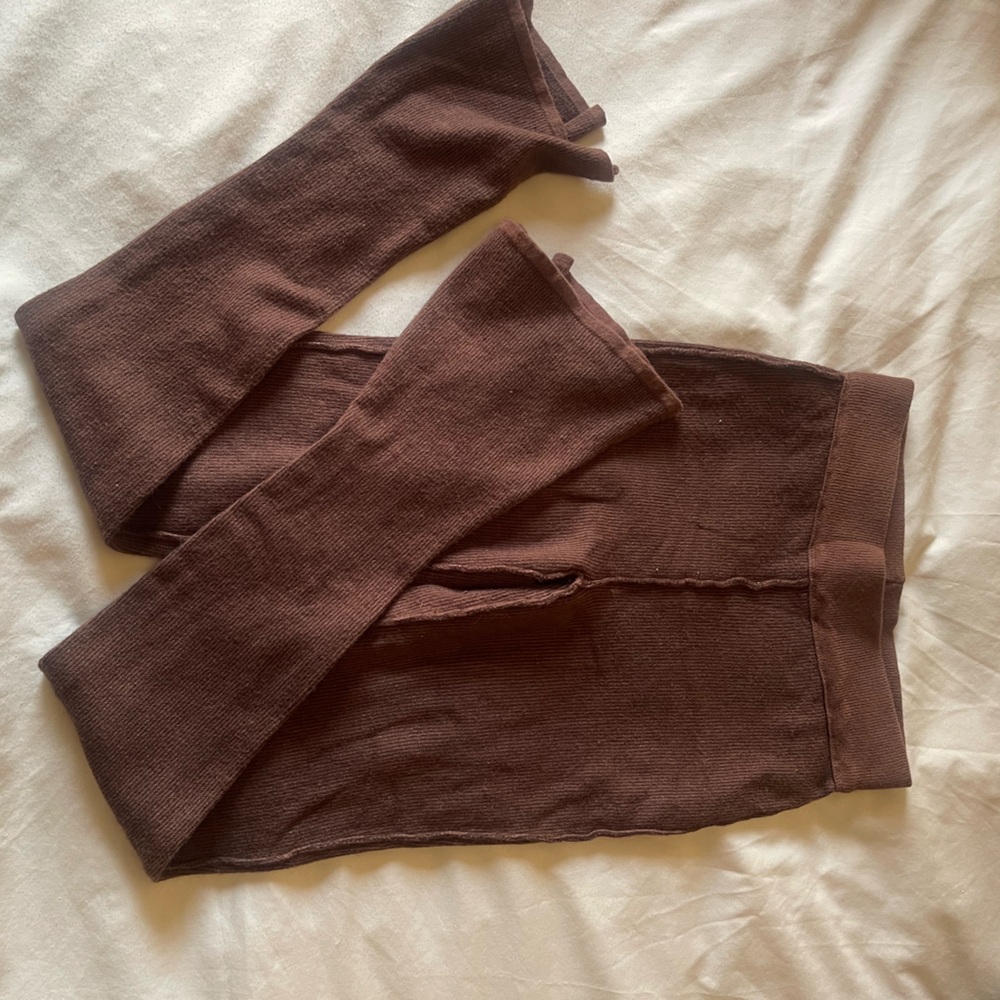 PLT knit flares with slit leg detail